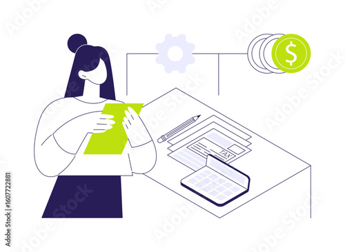 Calculating taxes abstract concept vector illustration.