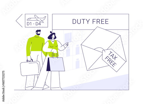 Duty free shop abstract concept vector illustration.