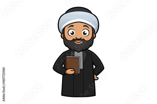 Muslim man kneeling in prayer choosing between patience and gratitude with directional signs indicating both paths