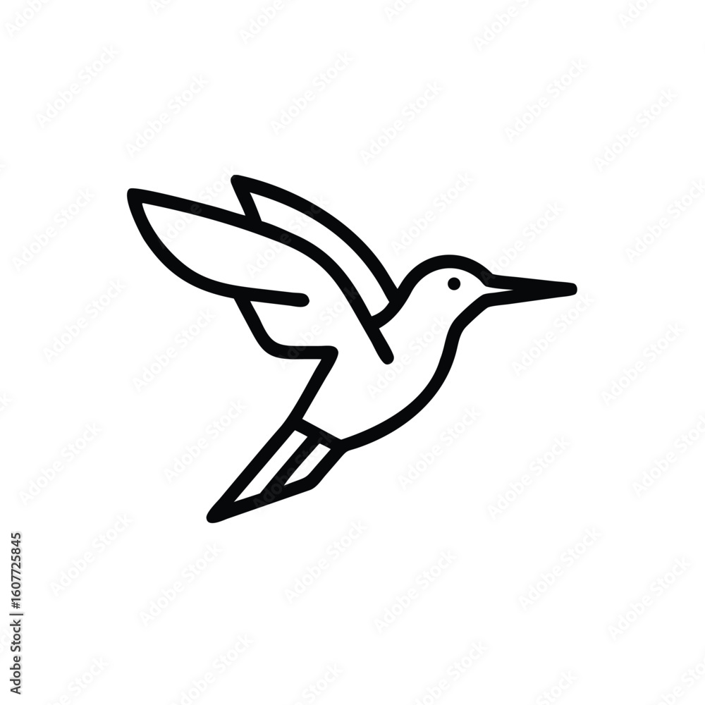 Fototapeta premium Minimalist outline a hummingbird in flight on flying animal