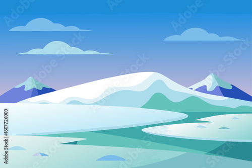 Flat Snowfield with Subtle Hill Bumps and Cool Sky
