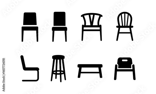 Silhouette collection of diverse chair designs in modern furniture styles