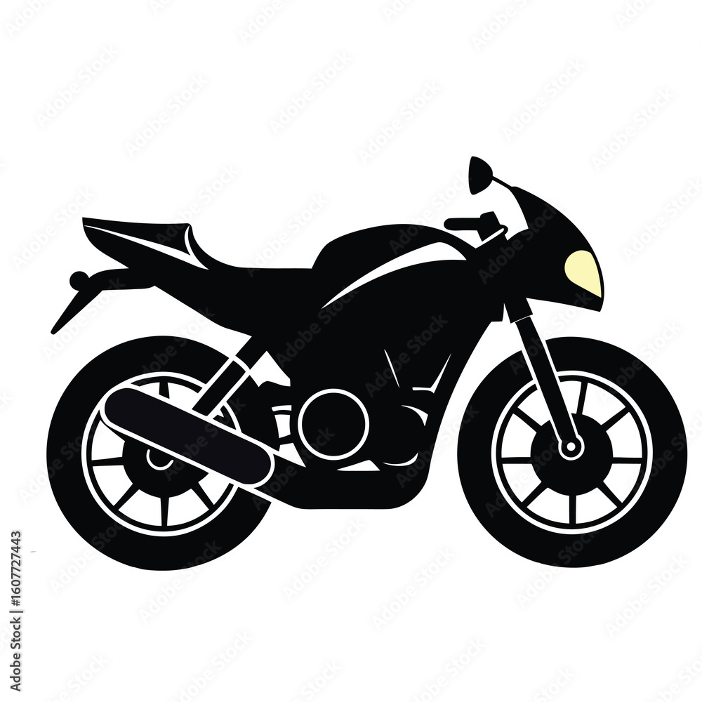 Fototapeta premium Black motorcycle silhouette icon on white background