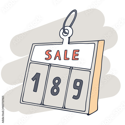 Sale price tag with numbers for promotional discounts and savings  