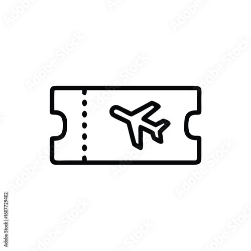 Outline an airplane on a ticket stub travel flight