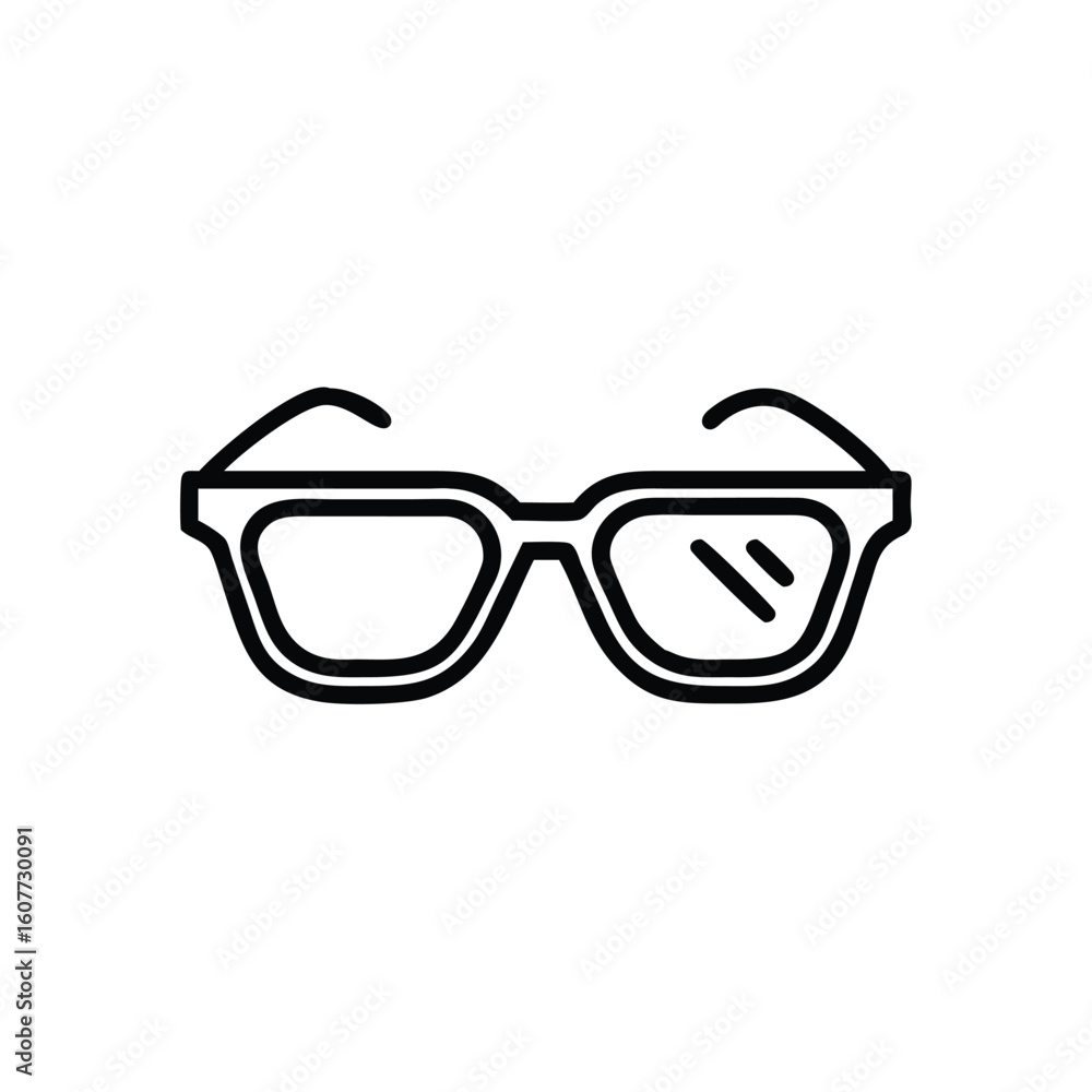 Fototapeta premium Outline eyeglasses with thick frames lenses eyewear spectacle