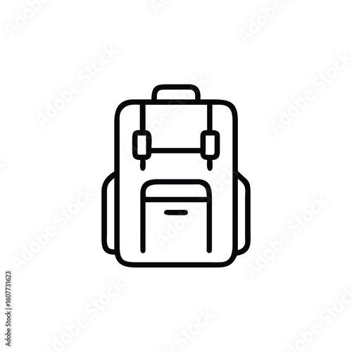 Outline icon a travel backpack on rucksack hiking