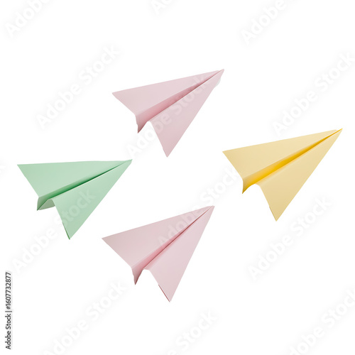 Free Download Colorful paper planes fly against a black backdrop, symbolizing imagination and freedom. Their pastel hues create a playful, airy feel. - GFXLoad