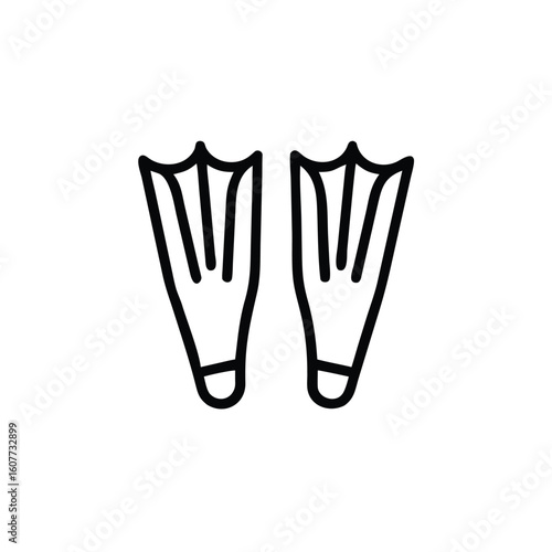 Outline two diving fins on a scuba swim