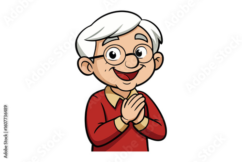 Friendly cartoon librarian with short brown hair holding a red book next to a bookshelf filled with colorful books