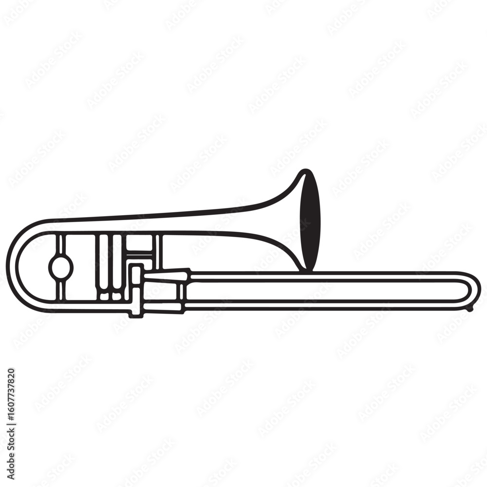 Obraz premium Trombone Illustration: A Classic Musical Instrument Depicted with Clean Lines and a Simple Design for Educational and Creative Projects