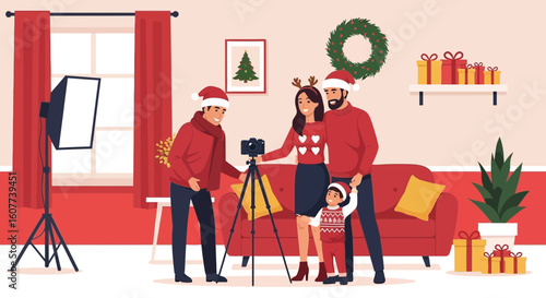 Family Christmas Photo Shoot In Home Studio By Professional Photographer