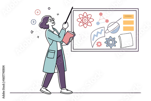 A cheerful literature teacher lovingly writes literature teacher on a chalkboard with a heart symbol