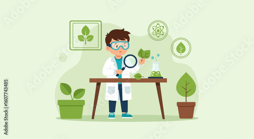 Enthusiastic Young Botanist Exploring Plant Structure And Chemistry In A Lab