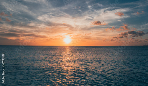 Sunset over the sea in the Caribbean, Bonaire.