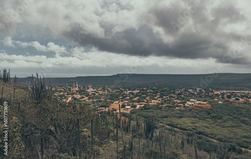 landscape overlooking the oldest city, Rincon on Bonaire in the Caribbean
