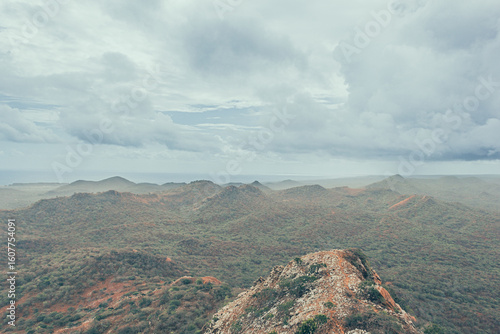 mountain landscape with clouds from Brandaris in the Caribbean.