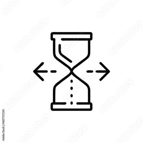 Hourglass icon with bidirectional arrows on time clock
