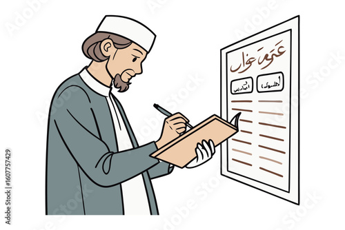 Wise islamic teacher shares sacred knowledge with young students in a peaceful classroom setting