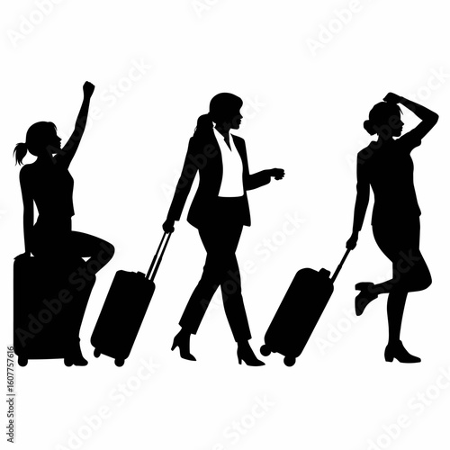 Traveling Women Silhouettes with Luggage