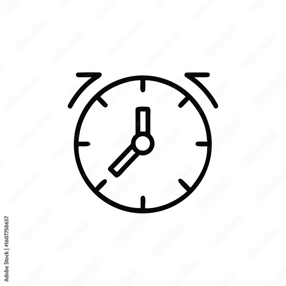 Outline alarm clock icon with curved arrows on time alert Outline alarm clock icon with curved arrows on time alert