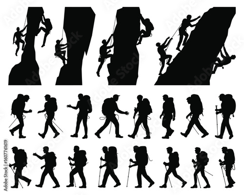 Rock Climbing Figures with Hiking Poses Set