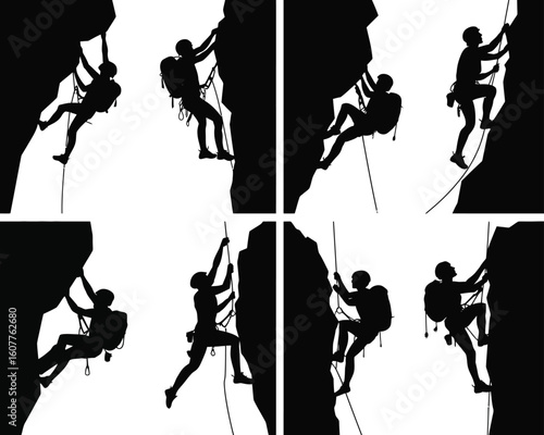 Adventure Sports Silhouettes in Black and White