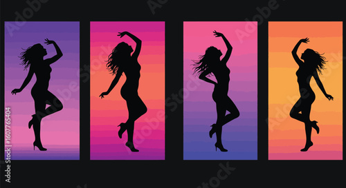 Silhouettes of Dancers in Vibrant Colors