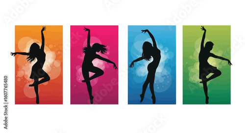 Silhouettes of Dancers in Vibrant Colors
