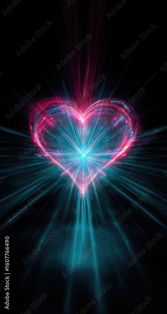 Glowing heart energy, dark background, abstract art, romantic, love concept Glowing heart energy, dark background, abstract art, romantic, love concept