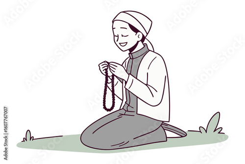 Young muslim woman wearing a hijab writes the word arabic in elegant script on a classroom blackboard