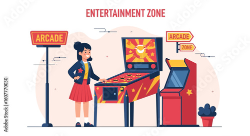 Fun Day At The Arcade Entertainment Zone With Classic Game Machines