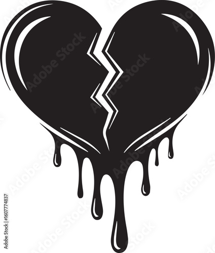 vector illustration of Broken heart or dripping effect