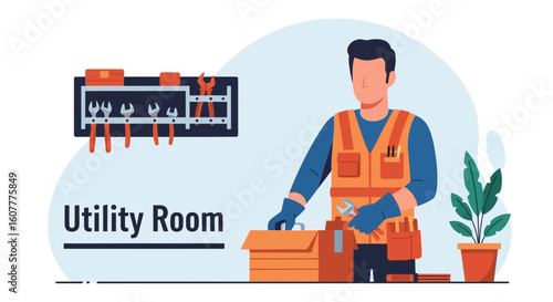 Handyman Gears Up For Projects In His Organized Utility Room Setting