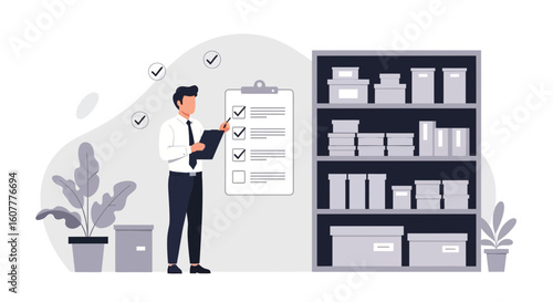 Inventory Management With Checklist In Warehouse For Business Operations Planning