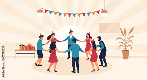 Joyful Friends Celebrating Together In A Circle During Festive Gathering