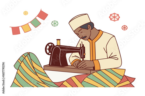 Young muslim woman preparing food with jars and bowl