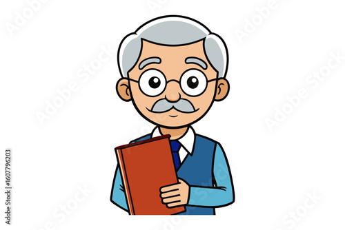 Vintage illustration of a man with glasses and bow tie looking upward with hopeful expression