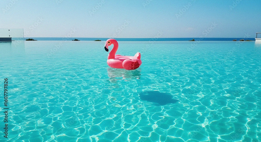 Flamingo Float in Infinity Pool with Ocean View Flamingo Float in Infinity Pool with Ocean View
