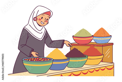 Muslim artist skillfully paints vibrant arabic calligraphy on a canvas with a brush and easel