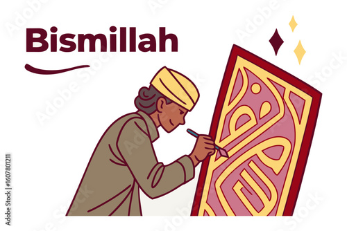 Muslim woman artist creating intricate geometric patterns with pen and paper