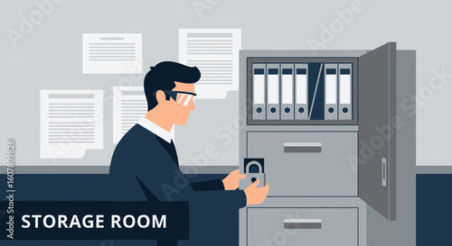 Protecting Corporate Information Locking Confidential Files For Security Office Safety