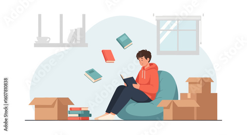 Relaxing With A Good Book After Moving Into A New Apartment Home