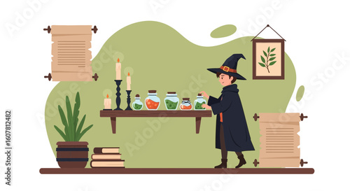 Preparing Potion Ingredients For Magical Practices In An Enchanted Space