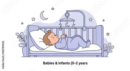 Sweet Dreams Newborn Adorable Baby Boy Sleeping Peacefully in a Crib at Night