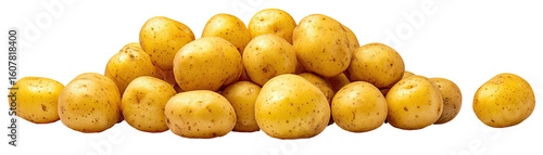 A pile of round, yellow potatoes