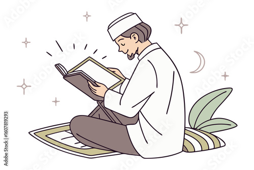 Young muslim girl wearing a hijab enthusiastically learning and presenting the arabic alphabet with educational illustrations