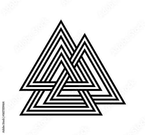 series of valknut odin symbol viking celtic knot triangles for logo icon background web graphic tattoo. vector illustration.