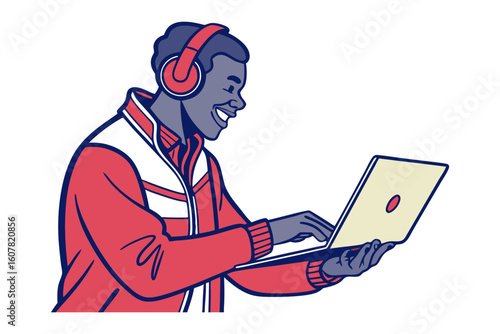 Cartoon artist with paintbrush and palette ready to create masterpieces with a friendly smile