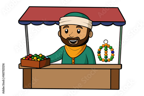 Young muslim girl wearing a hijab preparing food in a bowl with a spoon and a jar